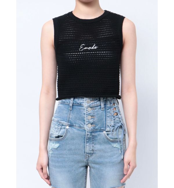 EMODA「エンブロイダリーコンパクトトップ」|ニット・セーター|