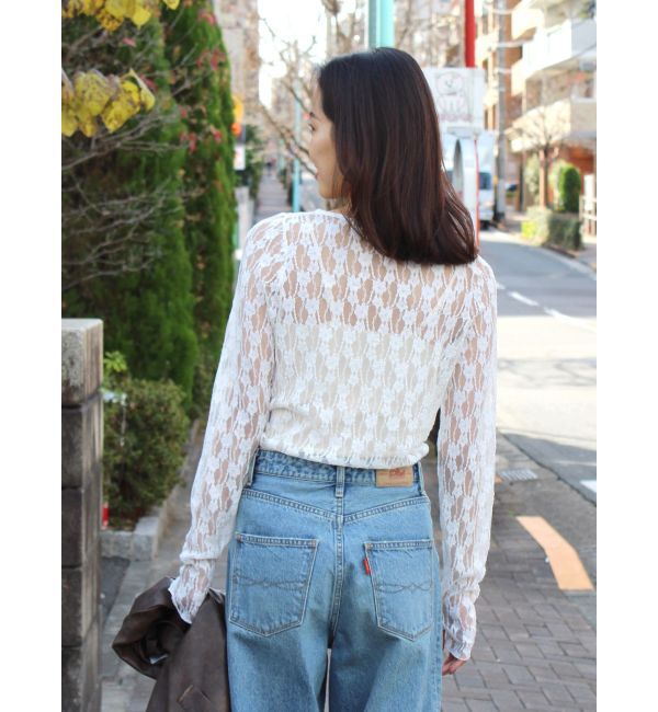 Ungrid「シアーレースロングスリーブTee」|Tシャツ・カットソー|