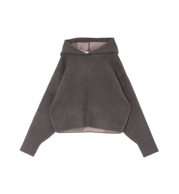 LAGUNAMOON「CHNラクーンショートニットパーカー」|ニット・セーター|チャコールグレー