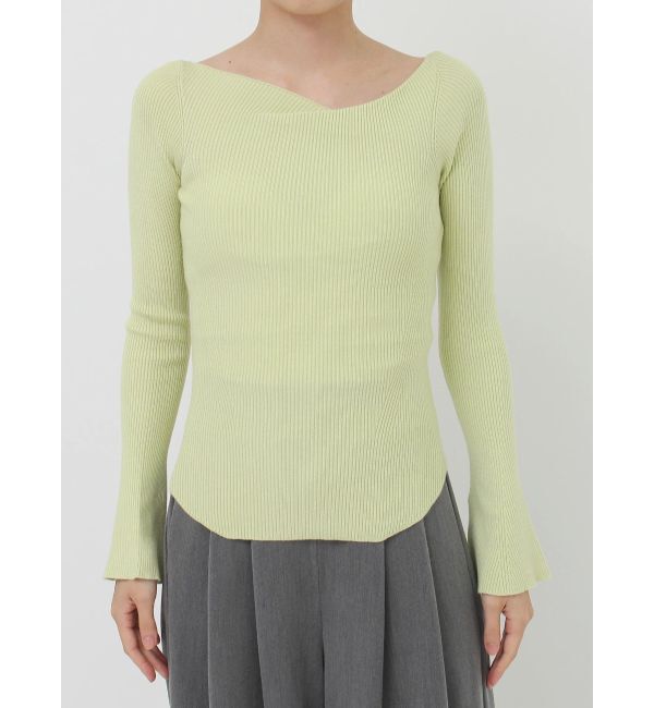 LAGUNAMOON「アシンメトリードレープフレアスリーブニット」|ニット・セーター|