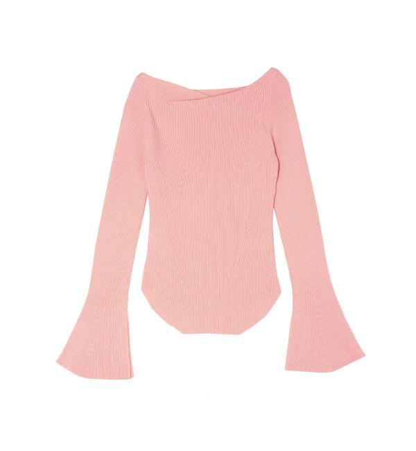 LAGUNAMOON「アシンメトリードレープフレアスリーブニット」|ニット・セーター|