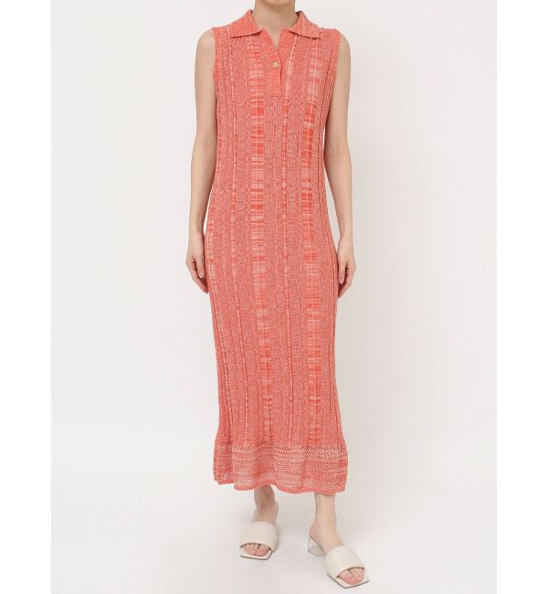 LAGUNAMOON「シャツカラーメランジニットワンピース」|ワンピース|