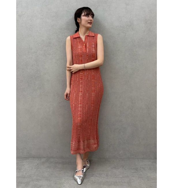 LAGUNAMOON「シャツカラーメランジニットワンピース」|ワンピース|