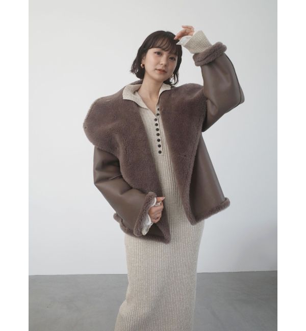 WEB限定カラーあり】レーススリーブネップリブニットワンピース