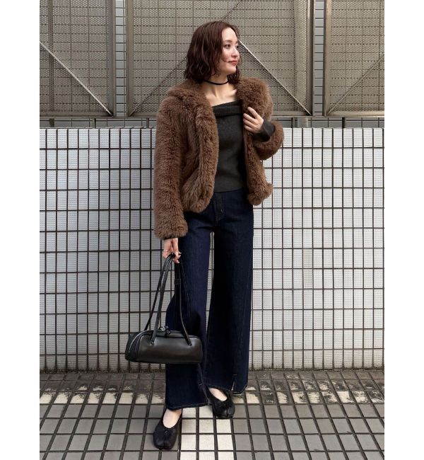 LAGUNAMOON「チュールコンビオフショルニットプルオーバー」|ニット・セーター|