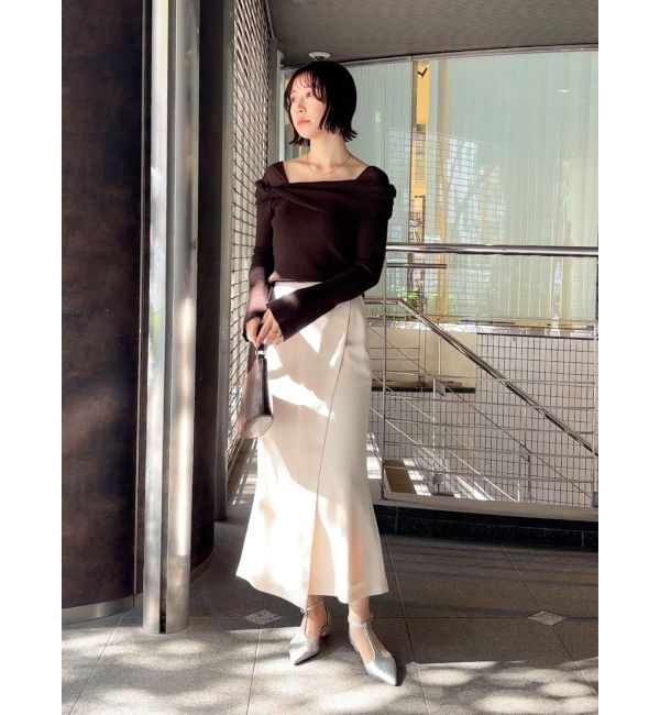 LAGUNAMOON「チュールコンビオフショルニットプルオーバー」|ニット・セーター|