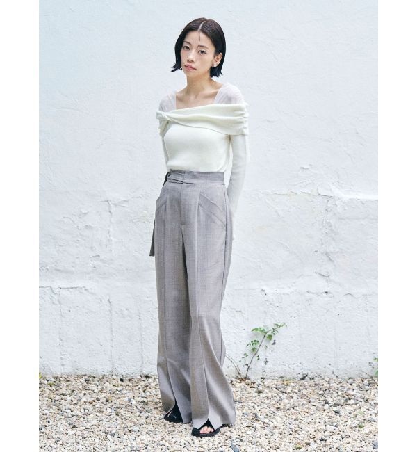 LAGUNAMOON「チュールコンビオフショルニットプルオーバー」|ニット・セーター|