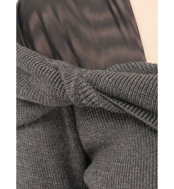 LAGUNAMOON「チュールコンビオフショルニットプルオーバー」|ニット・セーター|