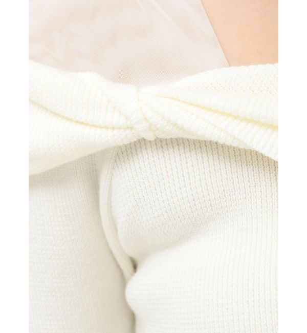 LAGUNAMOON「チュールコンビオフショルニットプルオーバー」|ニット・セーター|