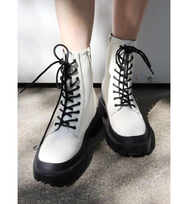 EVRIS「レースアップインソールワークブーツ」|ショートブーツ|ホワイト