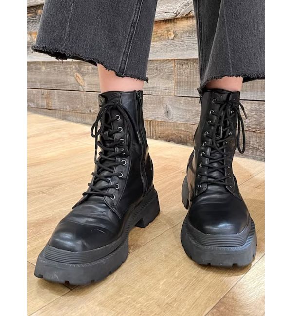 EVRIS「レースアップインソールワークブーツ」|ショートブーツ|ブラック