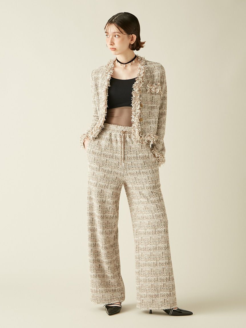 LILY BROWN Lingerie「【LILY BROWN Lingerie】カップ付ハーフシアーキャミ」|キャミソール|