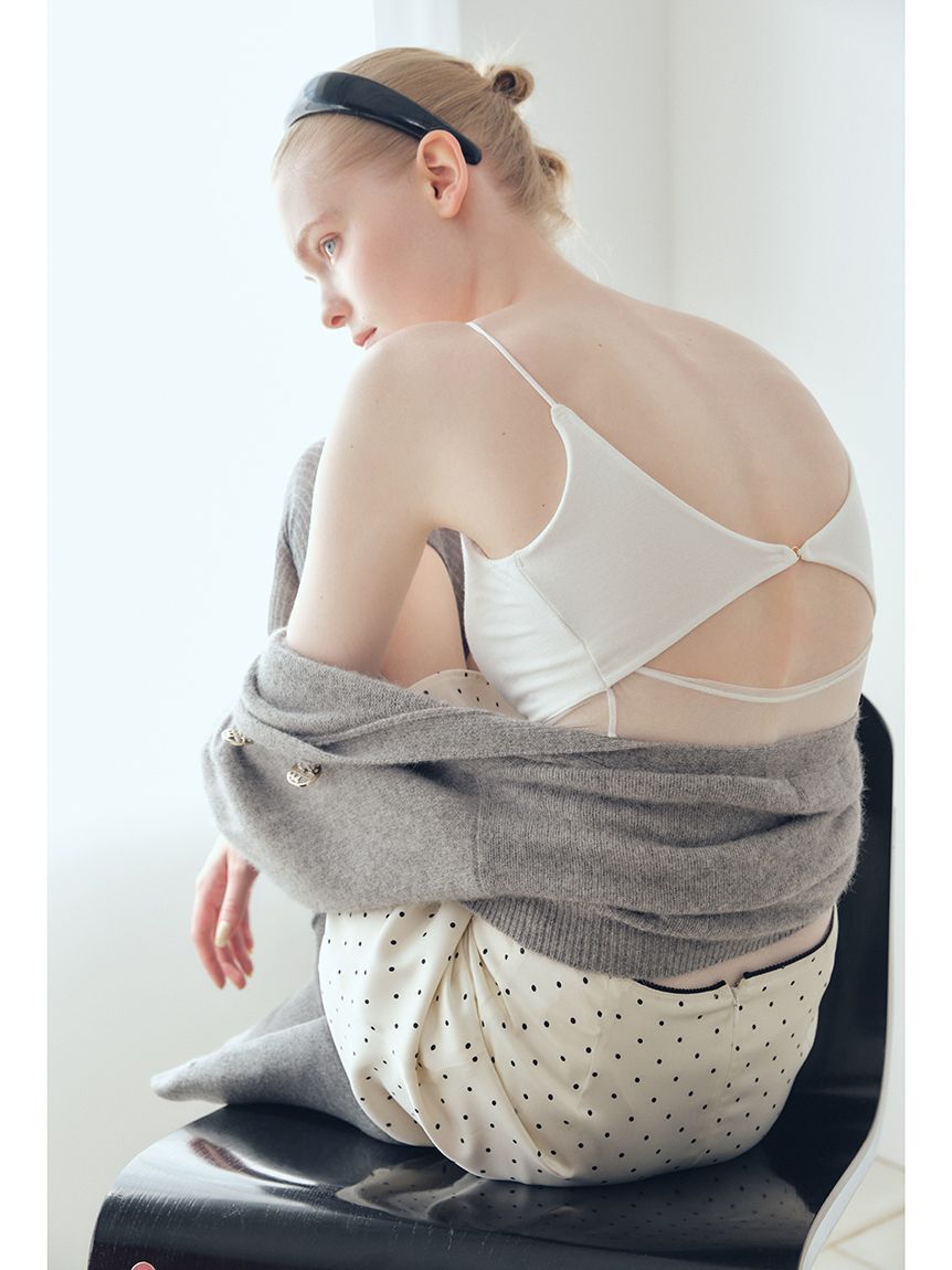 LILY BROWN Lingerie「【LILY BROWN Lingerie】カップ付ハーフシアーキャミ」|キャミソール|