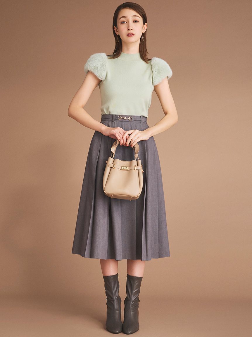 CELFORD「ベルト付きプリーツスカート」|スカート|GRY