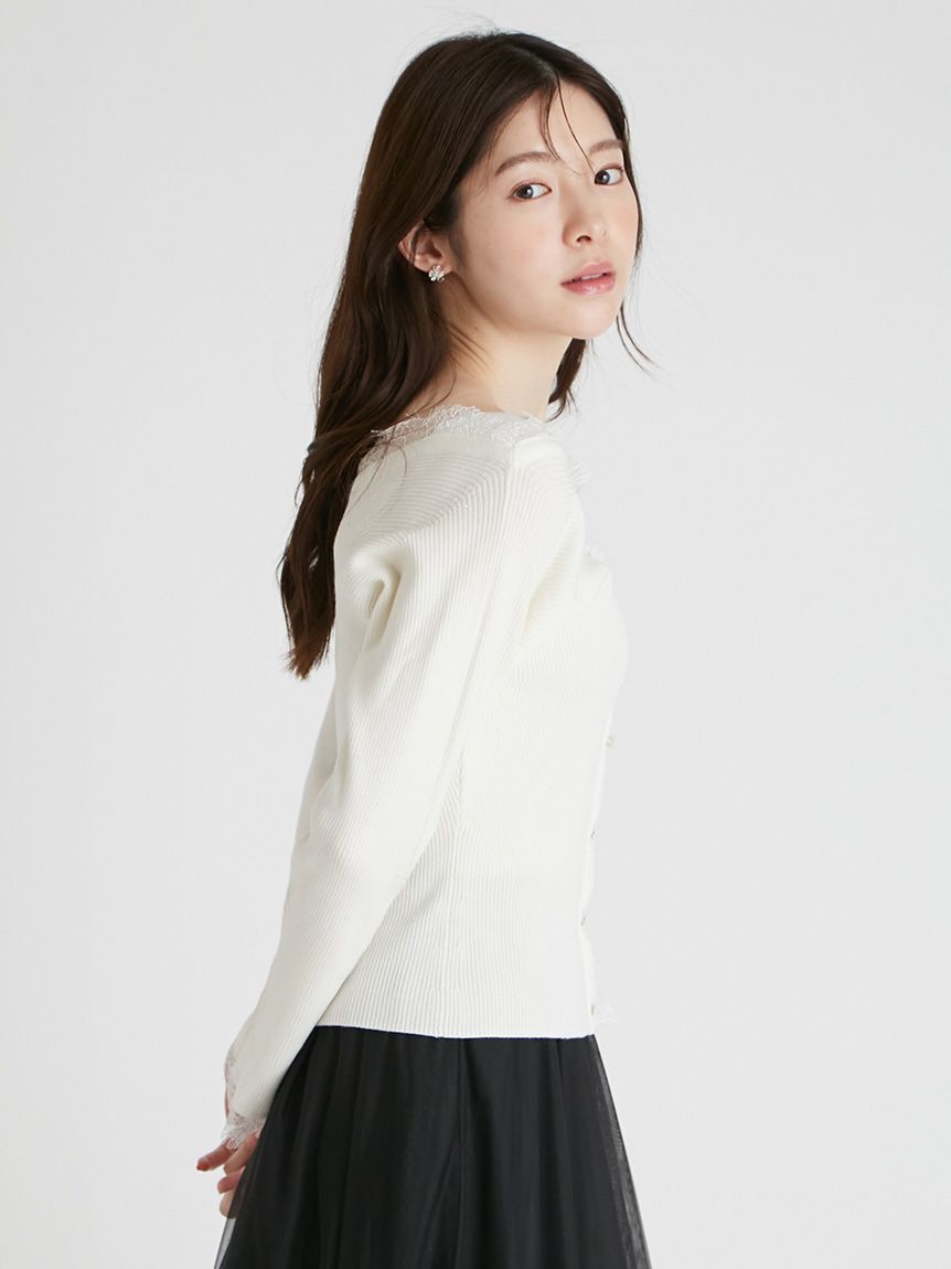 CELFORD「レーストリムニットプルオーバー」|ニット・セーター|