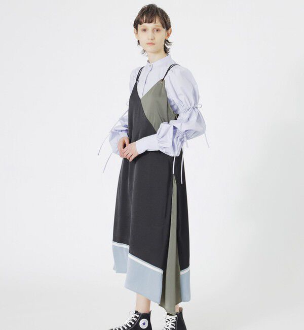  「【ドラマ着用商品】カラーブロックスリップワンピース」|ワンピース|ブラック