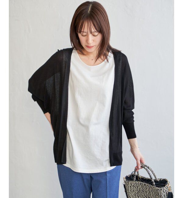 ikka「ドルマンニットトッパーカーディガン」|その他|ブラック