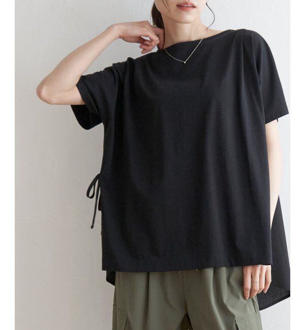 ikka「異素材サイドリボンチュニック」|その他|ブラック