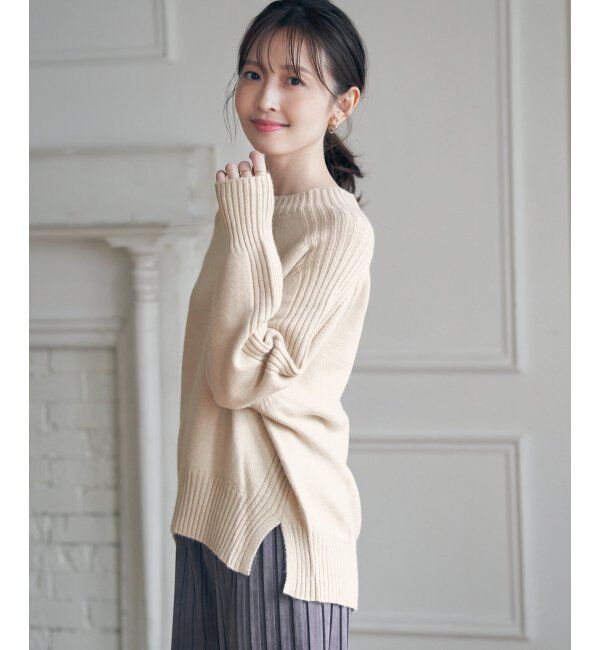 ikka「サイドスリットニットプルオーバー」|プルオーバー|