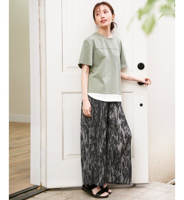 ikka「コットンUSA袖刺繍レイヤーTシャツ」|その他|