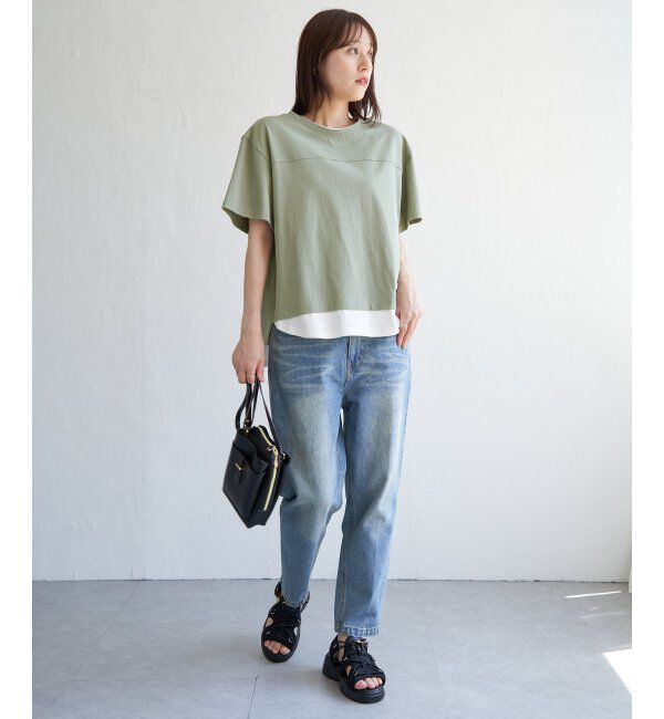 ikka「コットンUSA袖刺繍レイヤーTシャツ」|その他|