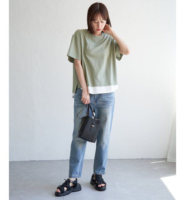 ikka「コットンUSA袖刺繍レイヤーTシャツ」|その他|