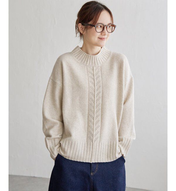 Lbc with Life「透かし柄バックスリットニット」|カーディガン|