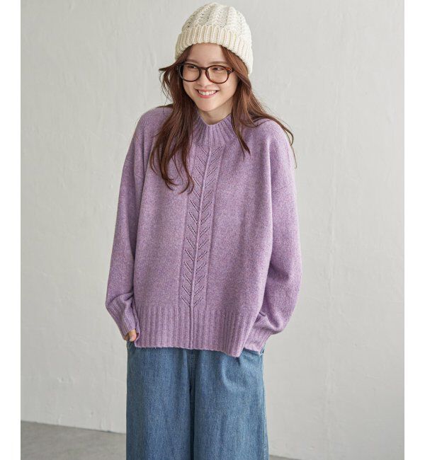 Lbc with Life「透かし柄バックスリットニット」|カーディガン|