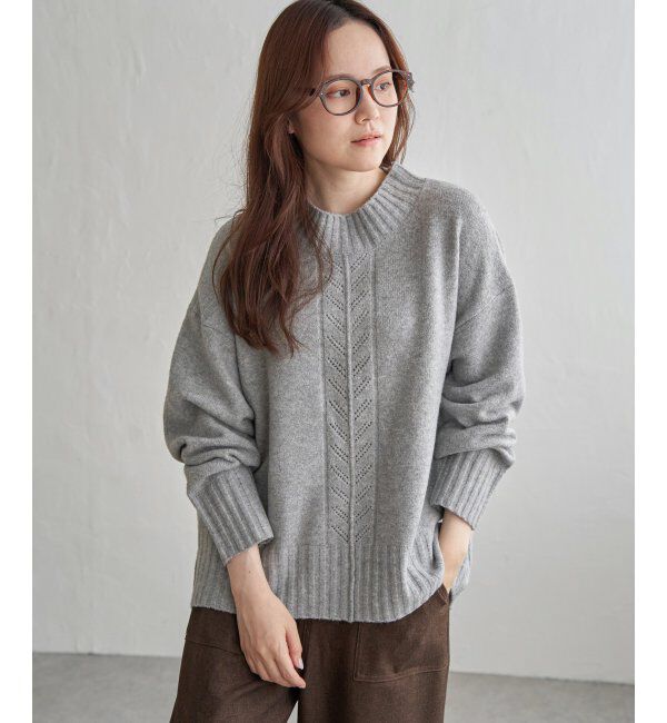 Lbc with Life「透かし柄バックスリットニット」|カーディガン|