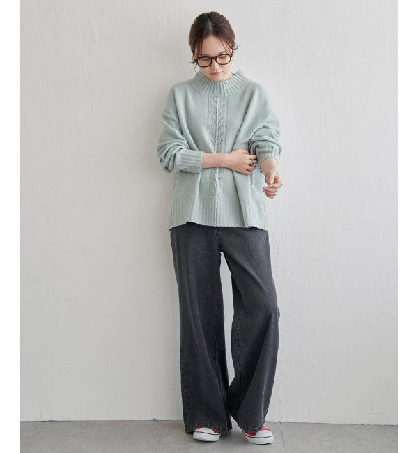 Lbc with Life「透かし柄バックスリットニット」|カーディガン|