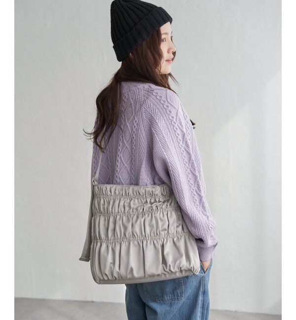 Lbc with Life「ギャザーワンショルダーバッグ」|その他|ライトグレー