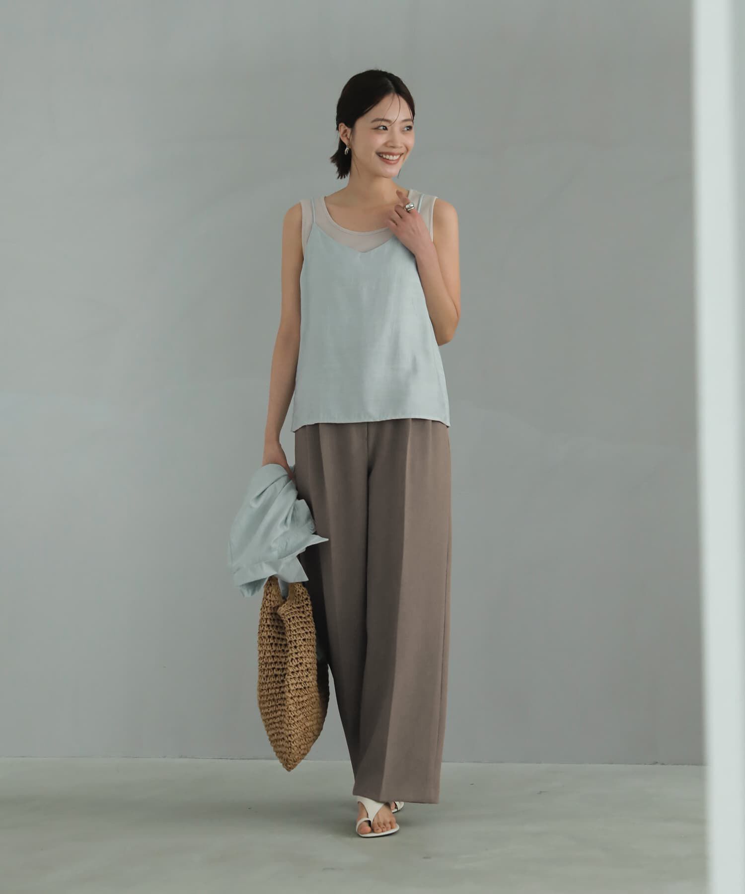 STYLE DELI「羽織れるシボ生地シャツとキャミソールのセット」|シャツ・ブラウス|