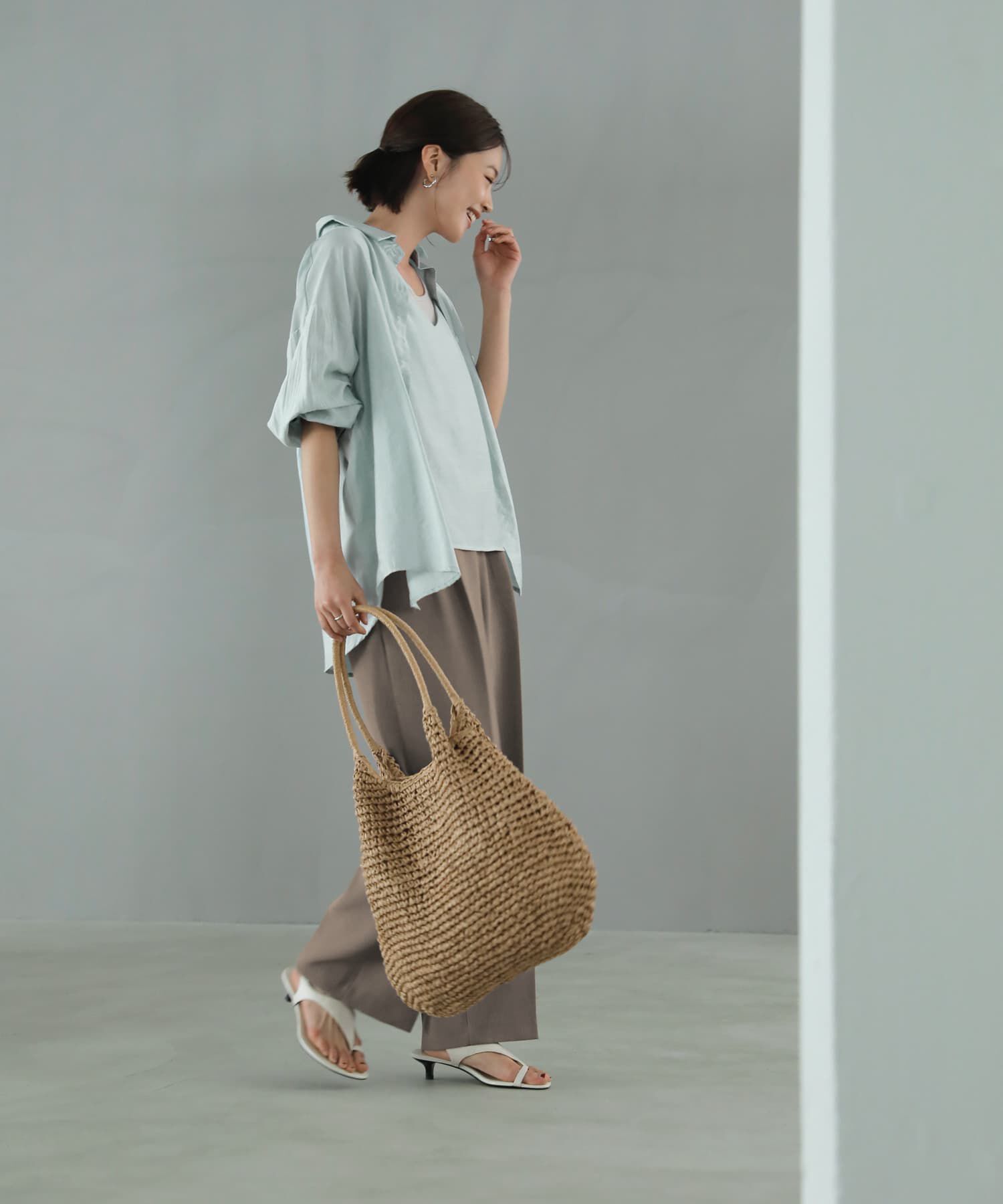 STYLE DELI「羽織れるシボ生地シャツとキャミソールのセット」|シャツ・ブラウス|