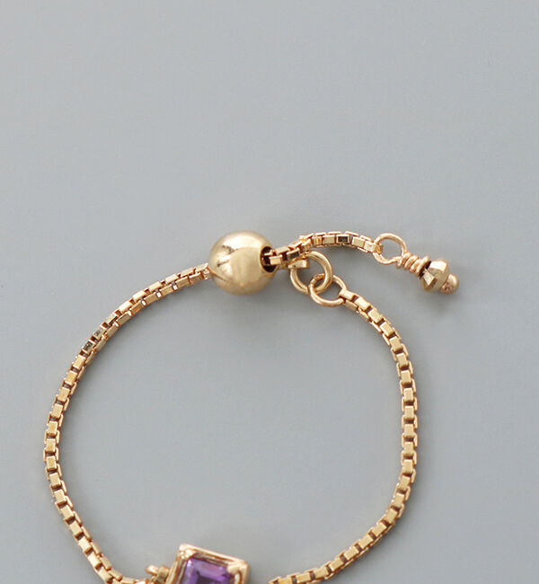 JUPITER「【K10】天然石チェーンリング/2月誕生石/アメシスト」|リング|