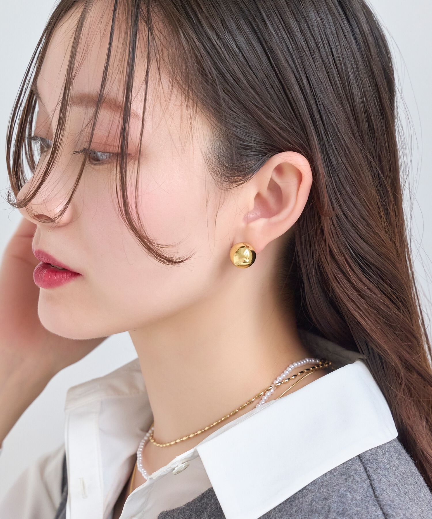 Phoebe「メタルボールバックキャッチピアス　パール」|ピアス|