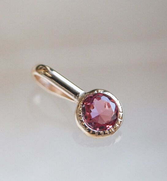  「K10 誕生石チャーム」|ネックレス|10月 ピンクトルマリン
