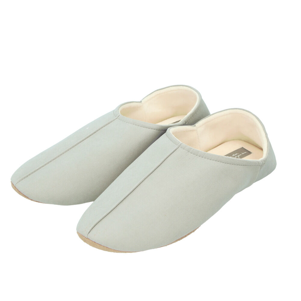 BACKYARD FAMILY「スリッパ 洗える 通販 おしゃれ オールシーズン かわいい ルームシューズ バブーシュ かかとあり」|ルームシューズ|グレー1