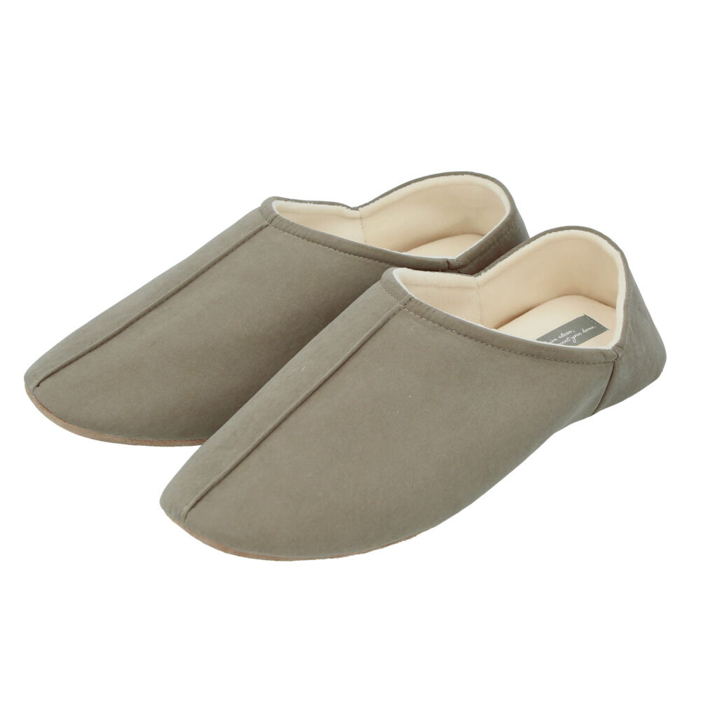 BACKYARD FAMILY「スリッパ 洗える 通販 おしゃれ オールシーズン かわいい ルームシューズ バブーシュ かかとあり」|ルームシューズ|グレー2