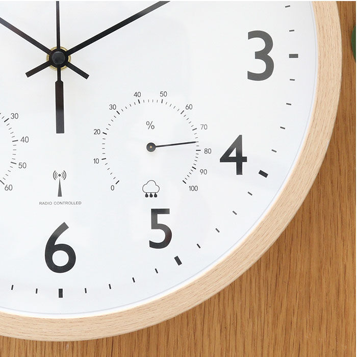 BACKYARD FAMILY「壁掛け 時計 電波 温度 湿度 おしゃれ 通販 温湿度計付き電波時計 ウォールクロック 電波時計」|クロック・置時計|