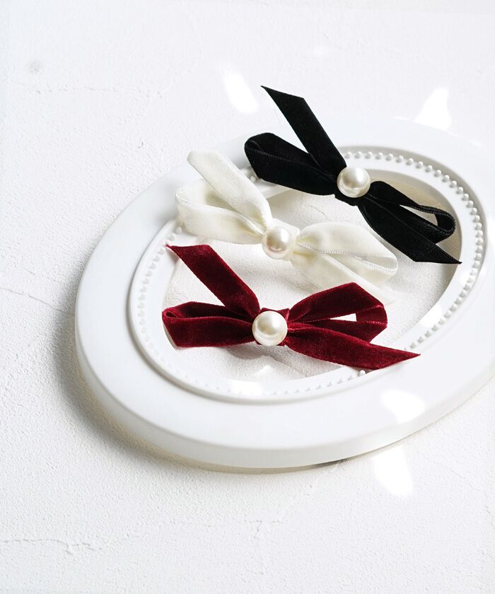 BACKYARD FAMILY「Rora ヘアクリップ キッズ 2個セット 通販 マロン リボン ミニ パール ベロア」|その他|