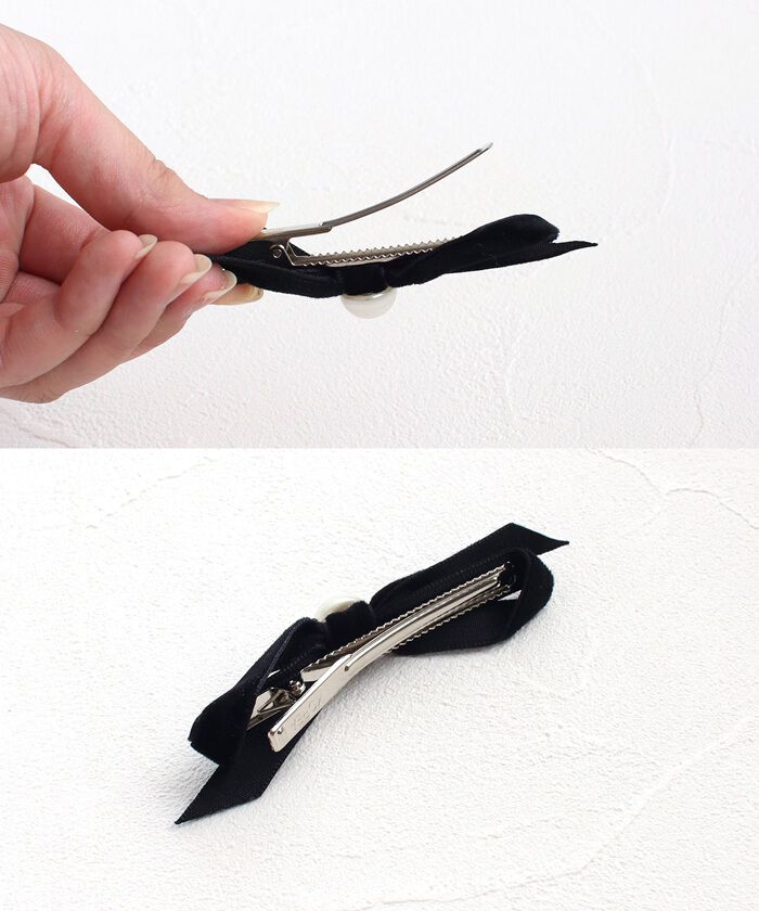 BACKYARD FAMILY「Rora ヘアクリップ キッズ 2個セット 通販 マロン リボン ミニ パール ベロア」|その他|