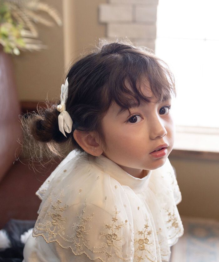 BACKYARD FAMILY「Rora ヘアクリップ キッズ 2個セット 通販 マロン リボン ミニ パール ベロア」|その他|