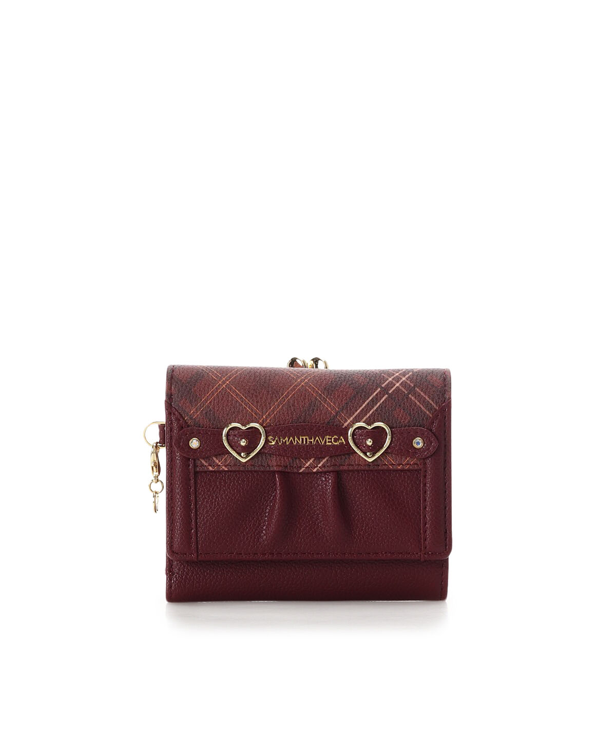 Samantha Vega「チェックハートベルト折財布」|財布|ワインレッド