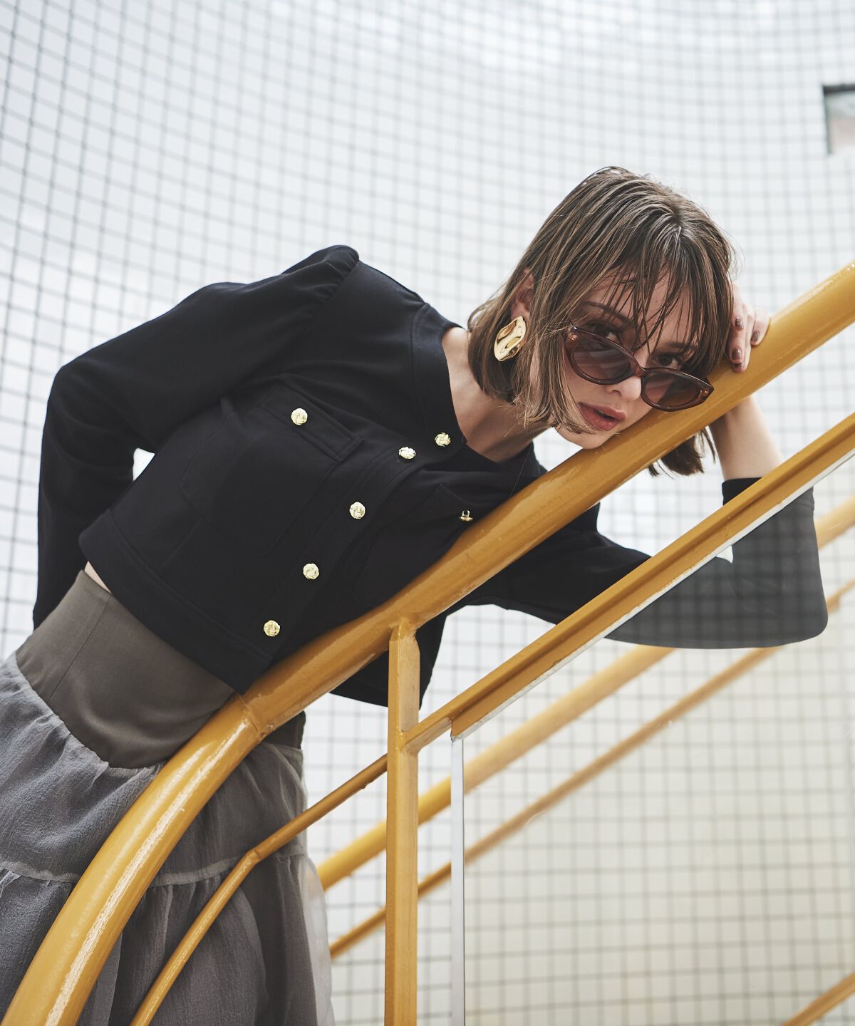 アンドクチュール「ポンチノーカラー長袖ジャケット」|その他|