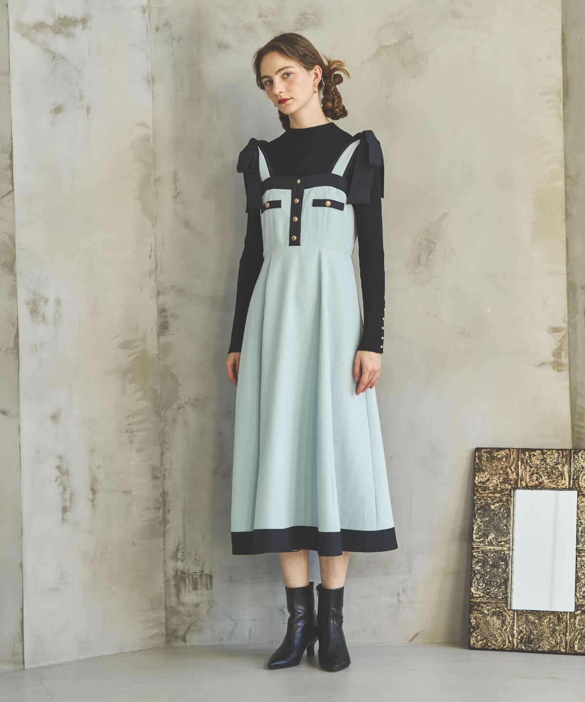 アンドクチュール「ラメツイードジャンスカ」|ジャンパースカート|