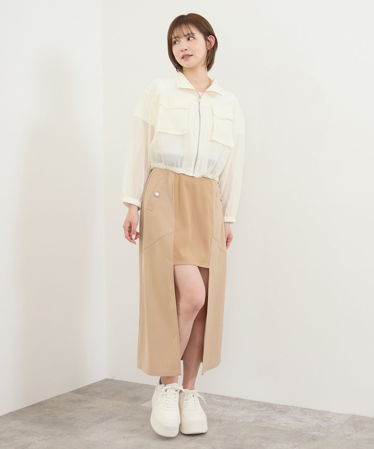 REDYAZEL「フロントポケットシアージャケット」|ノーカラージャケット|