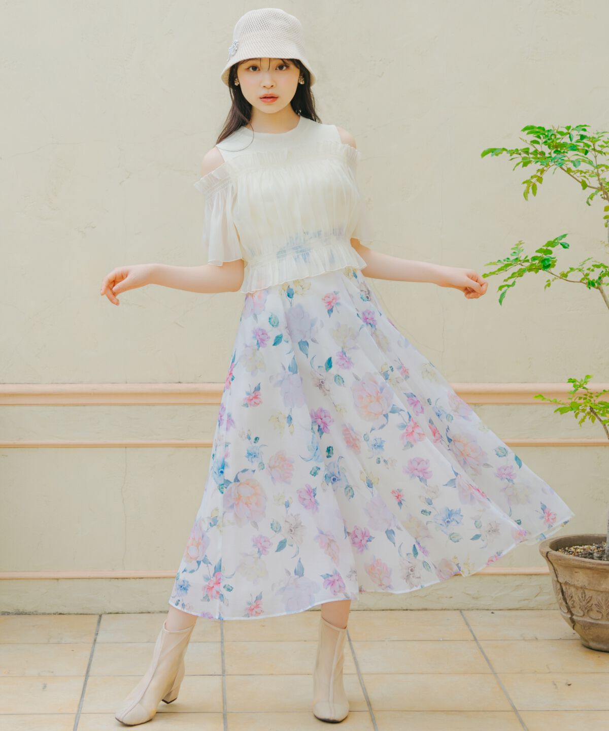 WILLSELECTION「マルチフラワーフレアスカート」|フレア|