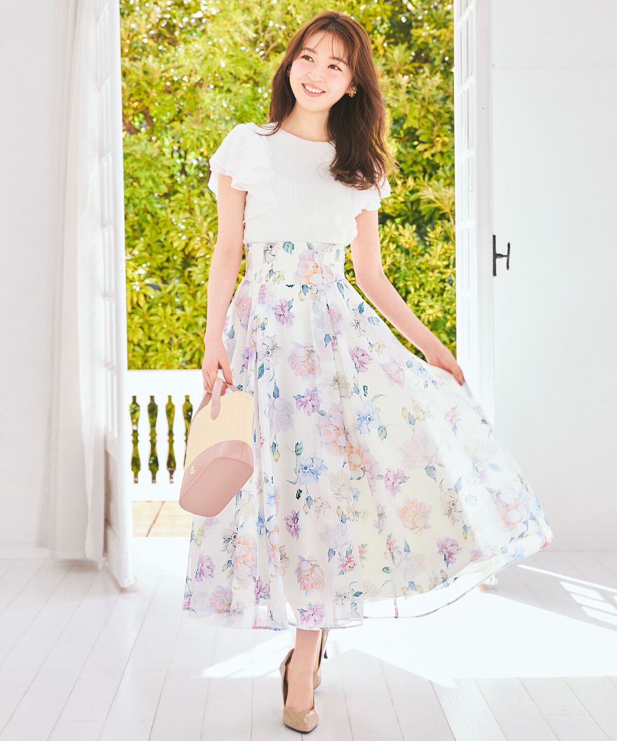 WILLSELECTION「マルチフラワーフレアスカート」|フレア|