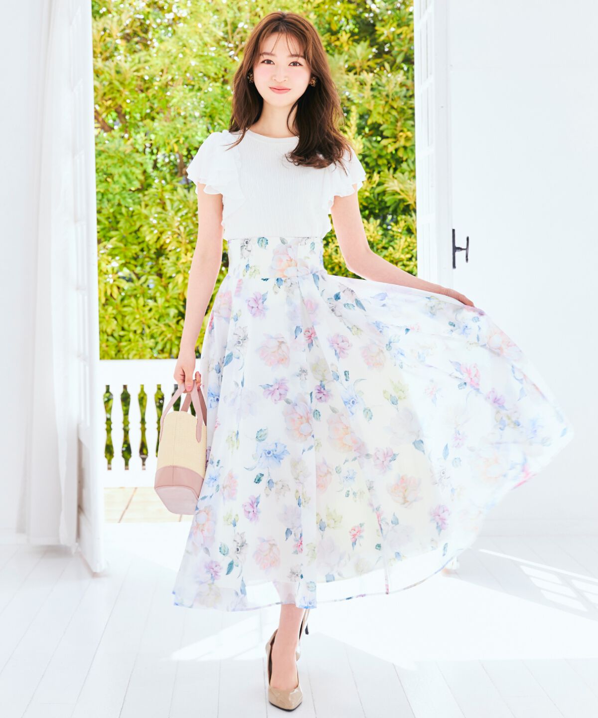 WILLSELECTION「マルチフラワーフレアスカート」|フレア|