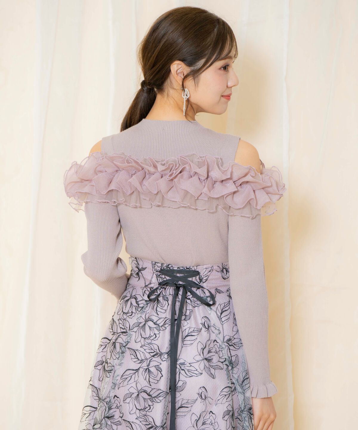 WILLSELECTION「オープンショルダーフリルトップス」|ニット・セーター|